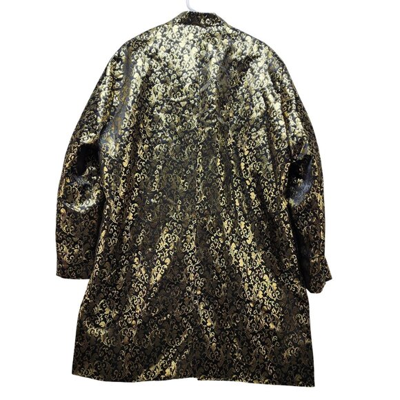 Vintage-Style Womens Brocade Long Coat Size XXL Gold & Black - Picture 2 of 11